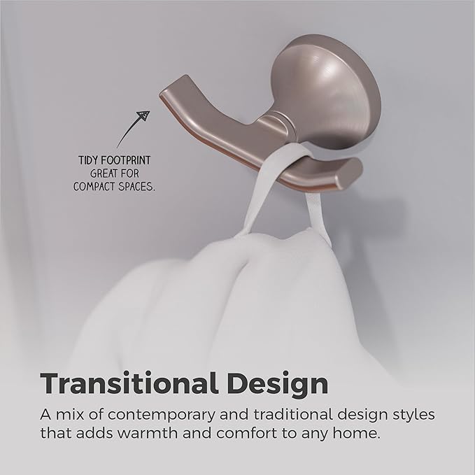 Pfister Vedra Towel Hook, Bathroom Towel & Robe Hook, Wall-Mounted, Screw-in, Spot Defense Brushed Nickel Finish, BRHVED0GS