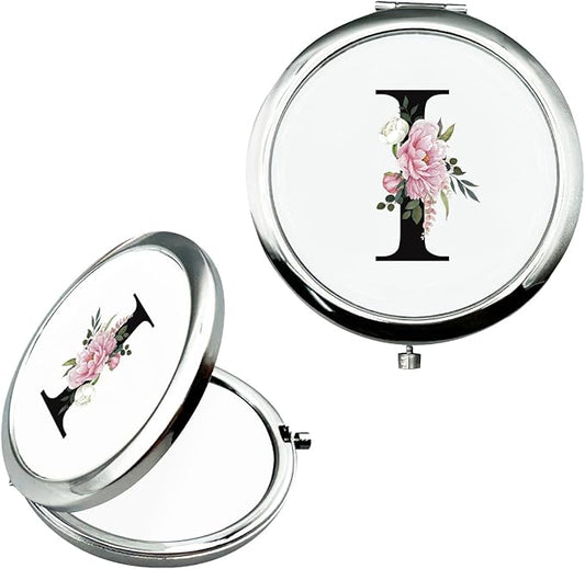JEKUGOT Monogram Compact Mirror, Personalized Gifts for Women and Girls, Small Pocket Mirror, Personalized Compact Mirrors for Girls, Sister, Wife, Mothers, Birthday Gifts - I