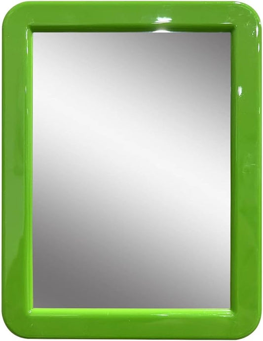 Magnetic Mirror for Locker, 5x7 inch - Grass Green Framed Real Glass Make-up Mirror - Locker Accessory for School, Home, Gym, Office
