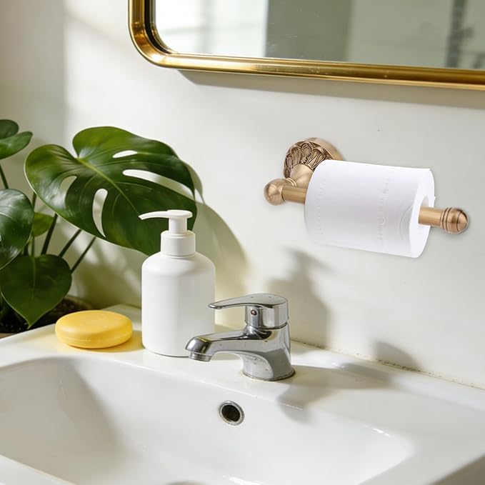 Antique Brass Toilet Paper Holder, Vintage Brass Tissue Roll Holder Wall Mounted Towel Rack Bathroom Accessories for Home Hostel