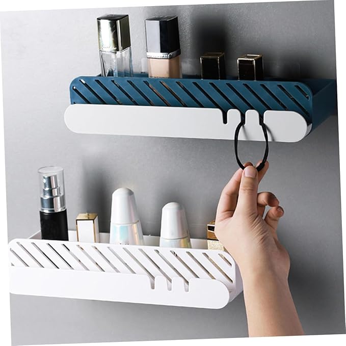 POPETPOP Toilet Bathroom Organizer Wall-Mounted Storage Rack Adhesive Shelf for Toiletries Small Space Storage