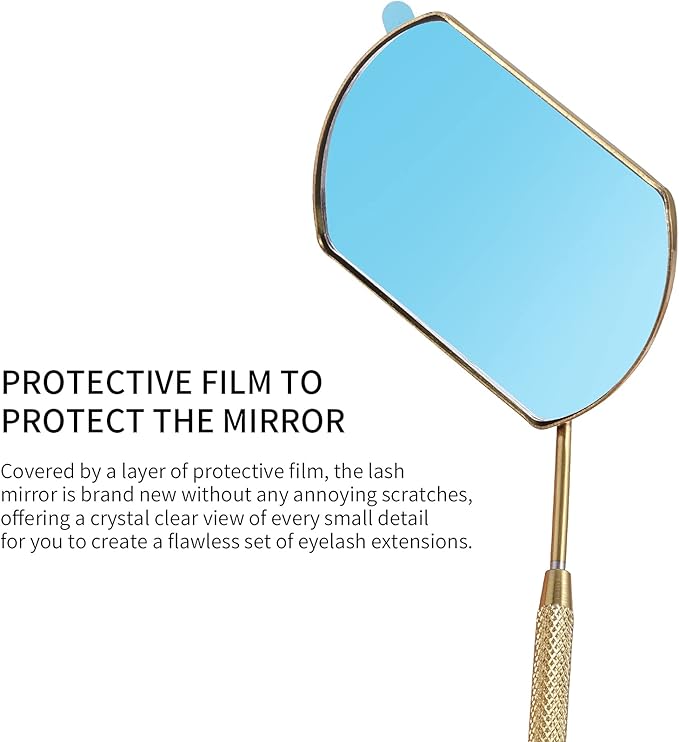 Lash Mirror for Eyelash Extensions, 60mm Extra Large Eyelash Mirror, Detachable Stainless Steel Makeup Mirror，Gold