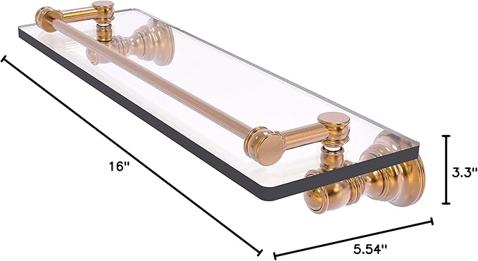 Allied Brass CL-1-16-GAL Carolina Collection 16 Inch Gallery Rail Glass Shelf, Brushed Bronze