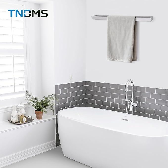 TNOMS Single Towel Bar Towel Holder Bathroom Hardware Accessories,Stainless Steel Wall-Mounted Towel Rack Towel Rail,24 Inches Brushed Nickel