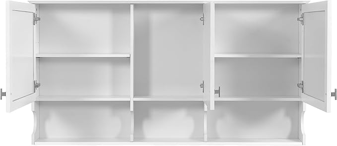 Virubi Bathroom Wall Cabinet with Mirror, Medicine Cabinet with 3 Doors and Adjustable Shelf, Space Saver Storage Cabinets Over The Toilet for Bathroom (55'' x 28.7'')