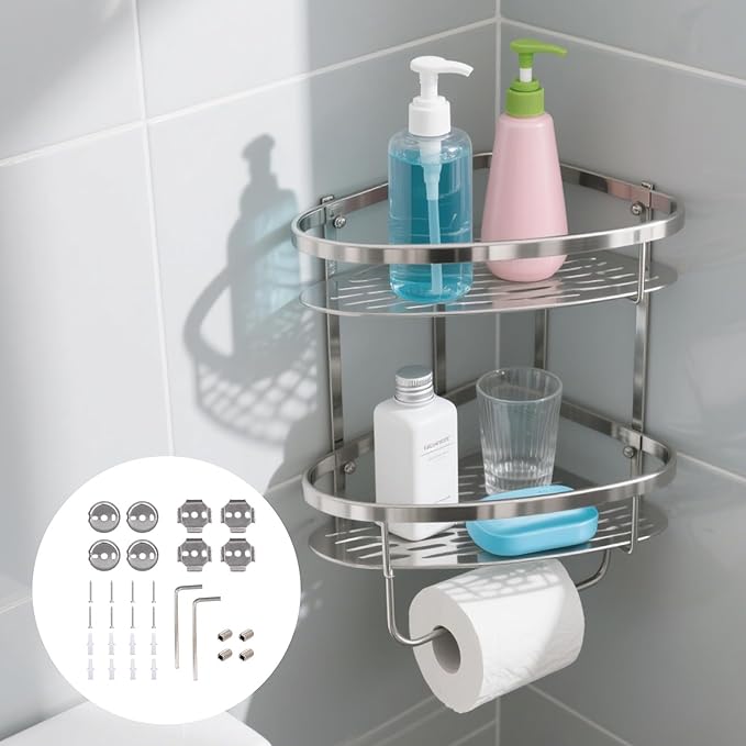30pcs Towel Bar Rod Replacement Parts Set, Stainless Steel Bathroom Mounting Holder Bracket Towel Bar Mounting Hardware Kit with Round and Square Base Screws Wrench