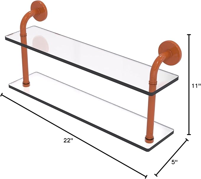 Allied Brass RM-2-22-ASP Remi Collection 22 Inch Two Tiered Glass Shelf, Autumn Sparkle