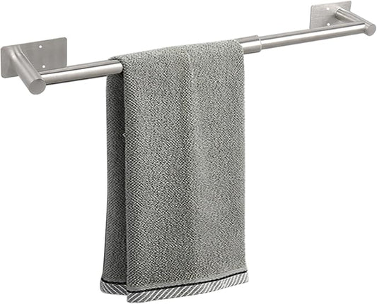 Self Adhesive Bath Towel Bar, Stainless Steel Towel Racks for Bathroom Sticky & Wall Mounted Install Towel Holder,Heavy Duty Towel Rod Rustproof Towel Hanger for Bathroom(Brushed Nickel,24In)