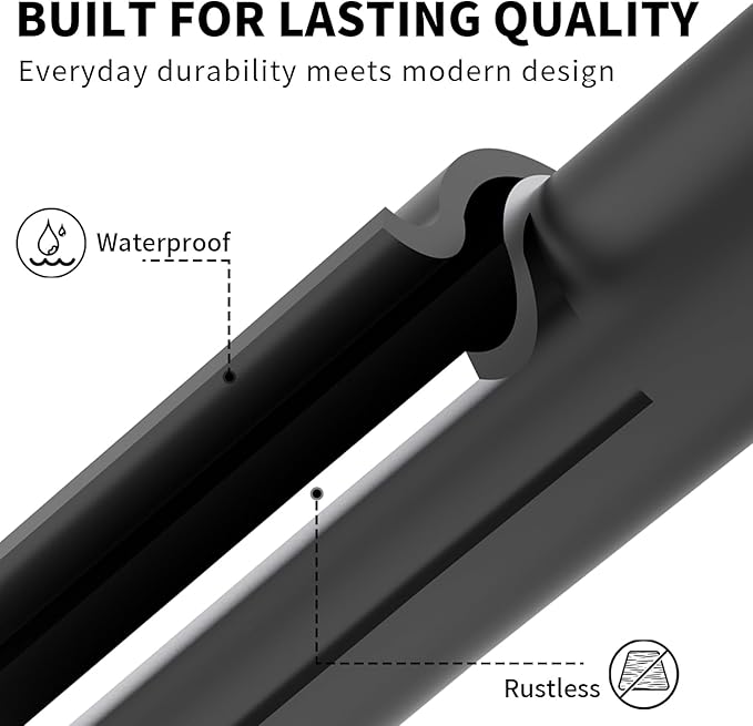 Self Adhesive Towel Bar for Bathroom 24ich Stainless Steel and Zinc Alloy No Drill Towel Rack Heavy Duty Hanger Stick On Hand Towel Holder for Kitchen, Cabinet, Door, Shower, Matte Black