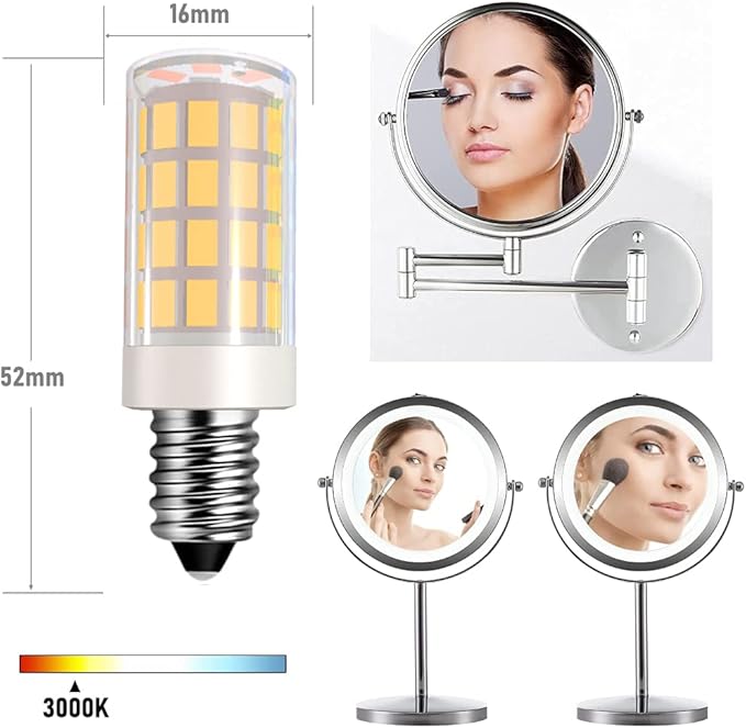 LED Makeup Mirror Bulb Replacement Mirror for Cosmetic Vanity Makeup Mirror with Single Double Sided Lighted Magnification,4W Equivalent to 40W Incandescent Bulb (2-Pack Warm White)