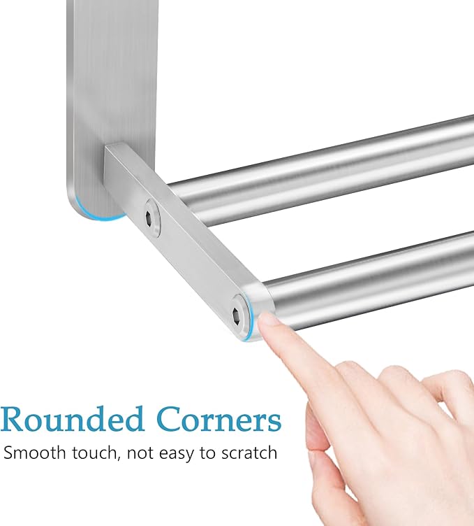 32 in Towel Racks for Bathroom, Bath Towel Shelf with Double Towel Bar, Stainless Steel Towel Storage for Lavatory Wall Mounted, 2-Tier Towel Hanger Towel Holder, Brushed Nickel