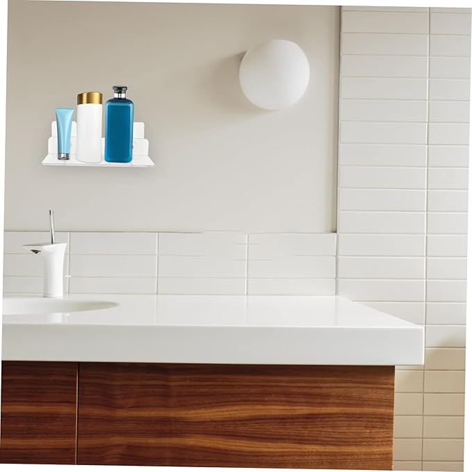 Uonlytech 2 Pcs Wall-Mounted Acrylic Storage Racks No Drill Hanging Shelf for Bathroom and Kitchen Waterproof Organizer for Sundries Easy Installation Space-Saving Design