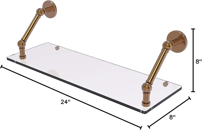 Allied Brass P1000-1-24 Prestige Skyline Collection 24 Inch Floating Glass Shelf, Brushed Bronze