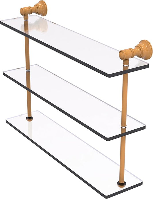 Allied Brass CL-5-22-GLY Carolina Collection 22 Inch Triple Glass Shelf, Golden Yellow