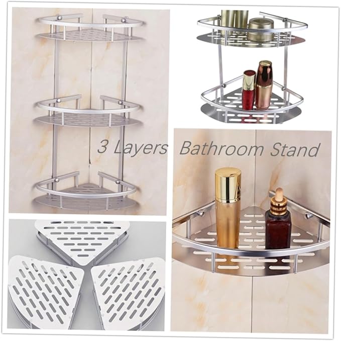 Zerodeko Hanging Shelves Corner Wall Shelves Bathroom Corner Holder Wall Mounted Bathroom Cabinet Collector Hanging Shelf Corner Shelf Stackable Punch Hole Tray