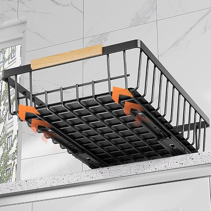GarveeHome Pull Out Cabinet Organizer Expandable Slide Out Drawer Organizers, No Drill Pull Out Drawers Adhesive Compatible Framed Cabinets Shelves for Kitchen Pantry