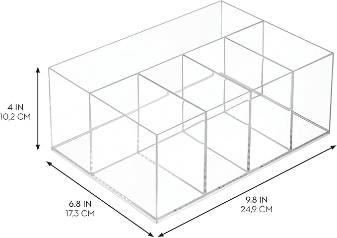 iDesign 5-Section Divided Makeup Organizer for Bathroom Vanity or Countertop - Set of 2 - Clear