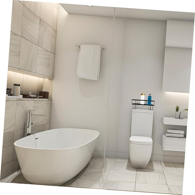 Single-Layer Toilet Rack Storage Tiers Bathroom Shelf Over for Toilet Shelves Carbon Steel Black