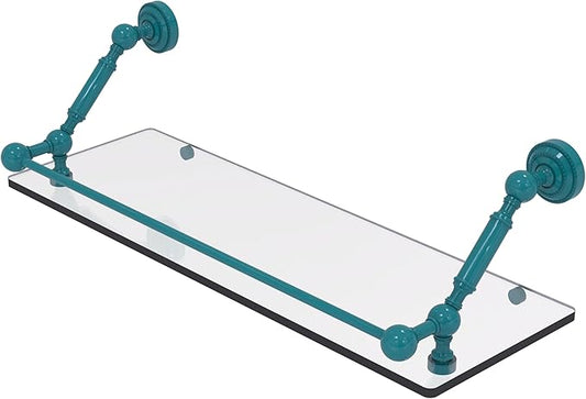 Allied Brass DT-1-24-GAL-GLT Dottingham 24 Inch Floating Glass Shelf with Gallery Rail, Glokzin Teal