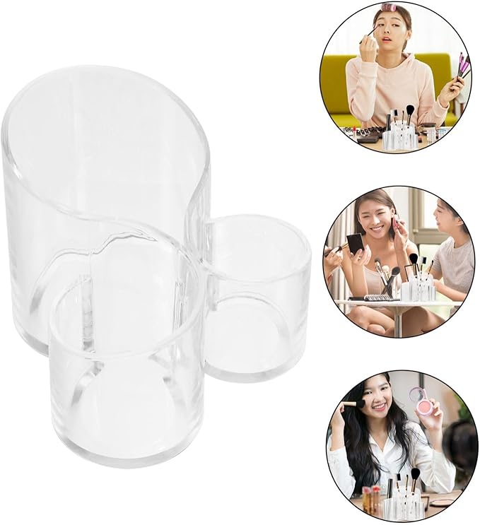1pc Transparent Makeup Brush Holder Creative Cosmetic Tool Container Pen Storage Box for Eyeliner Lipstick and Office Supplies Organization