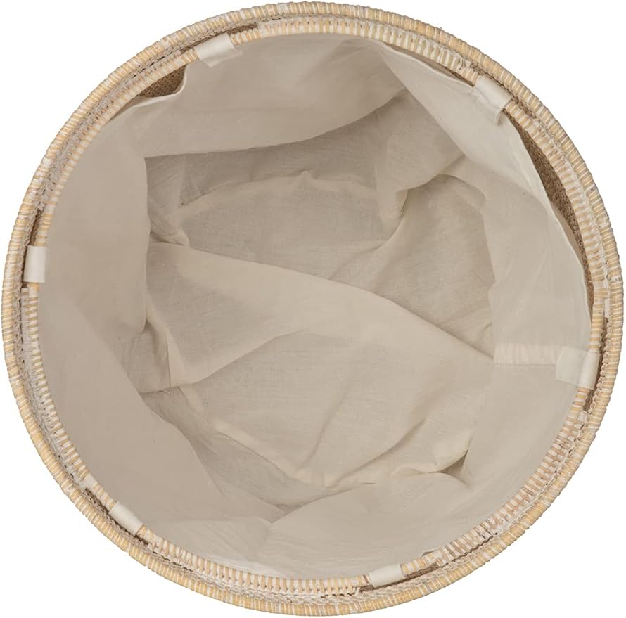 KOUBOO Loma Round Rattan Hamper Laundry Basket with Lid Removable, Natural Decor Style, Wicker Basket for Clothes Storage, Wicker Laundry Hamper