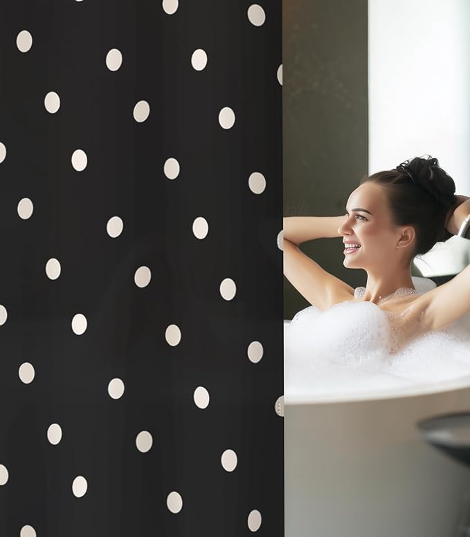 MAMUSE Shower Curtain for Bathroom - Cute Aesthetic Decorative Modern Girly Unique Girls Design Pretty Women Waterproof Fabric Cloth Cortinas de Baño Bathtub 72 x 72 Inch, Ploka Dots