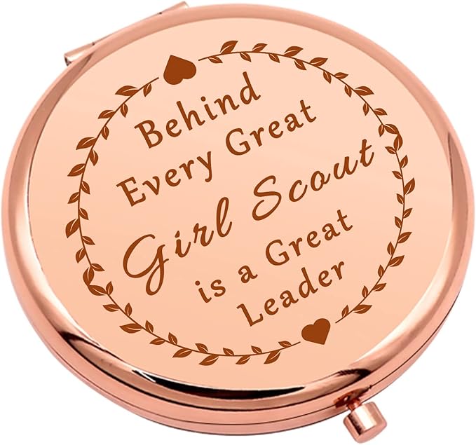 Girl Scout Leader Gift Thank You Compact Makeup Mirror Girl Scout Mom Gifts Power Presents Troop Leader Presents Folding Makeup Mirror for Women Friend Teacher Birthday Retirement