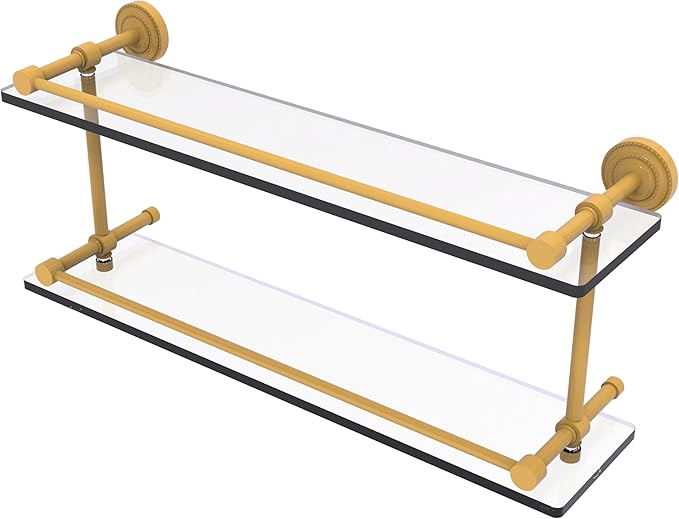 Allied Brass DT-2/22-GAL-SGL Dottingham 22 Inch Double Glass Shelf with Gallery Rail, Spanish Gold