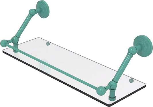 Allied Brass PQN-1-24-GAL-SFG Prestige Que New 24 Inch Floating Glass Shelf with Gallery Rail, Sea Foam Green