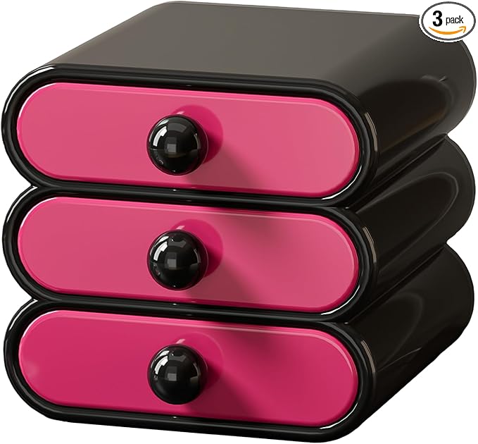 3-Drawer Desktop Organizer, Compact Vanity Drawer Organizer for Makeup, Small Plastic Drawer Containers for Bathroom, Cabinet