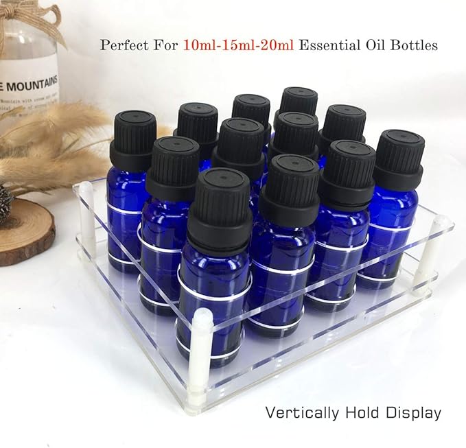 Organizer Essential Oil Bottle Holder, Shelf Storage Rack Display Stand, Perfectly Holds 10ml, 15ml, 20ml Oils