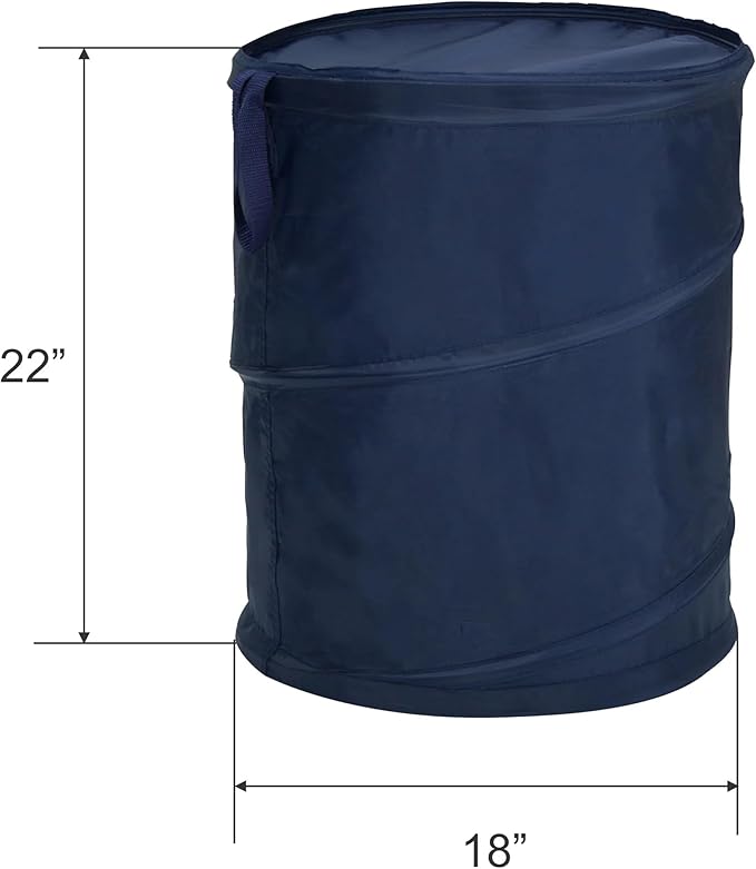 Pop-Up Laundry Hamper – Zipper Lid, 2-Load Capacity, Navy