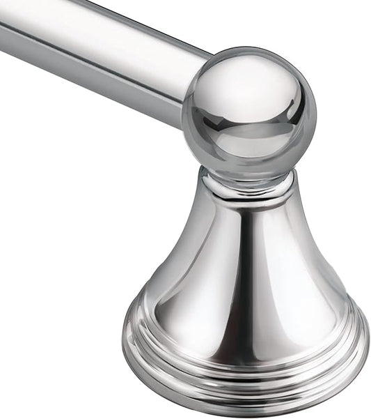 Moen Preston Collection Chrome 18-Inch Single Wall Mounted Bathroom Towel Bar, DN8418CH