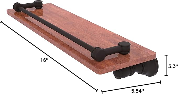 Allied Brass CL-1-16-GAL-IRW Carolina Collection 16 Inch Gallery Rail Wood Shelf, Oil Rubbed Bronze