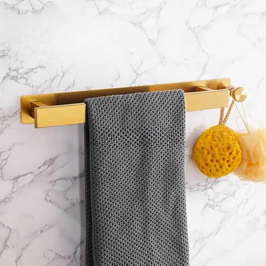 Stainless Steel Towel Rod Self Adhesive No Drill Towel Bar SUS304 Brushed Nickel Bathroom Towel Holder Expandable Towel Racks Gold