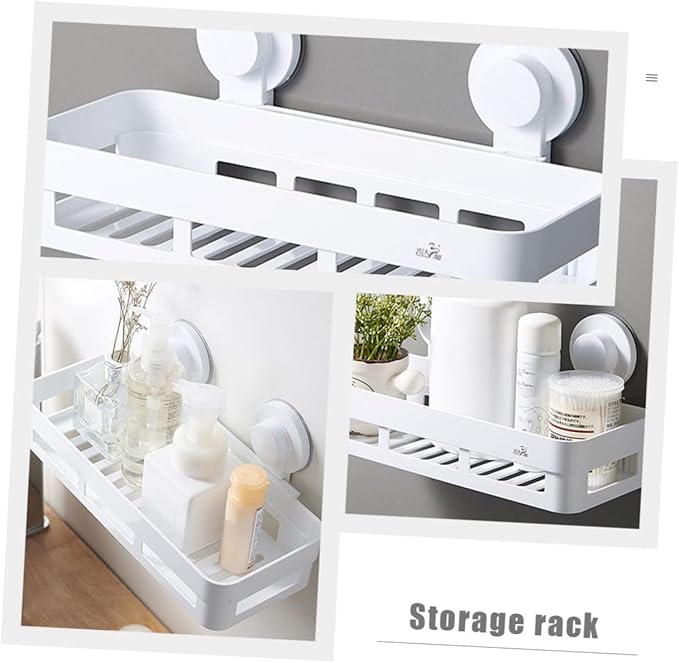 PRETYZOOM Bathroom Wall Rack Plastic Shelf Toilet Hanging Shelf Organizer Punch Storage Rack