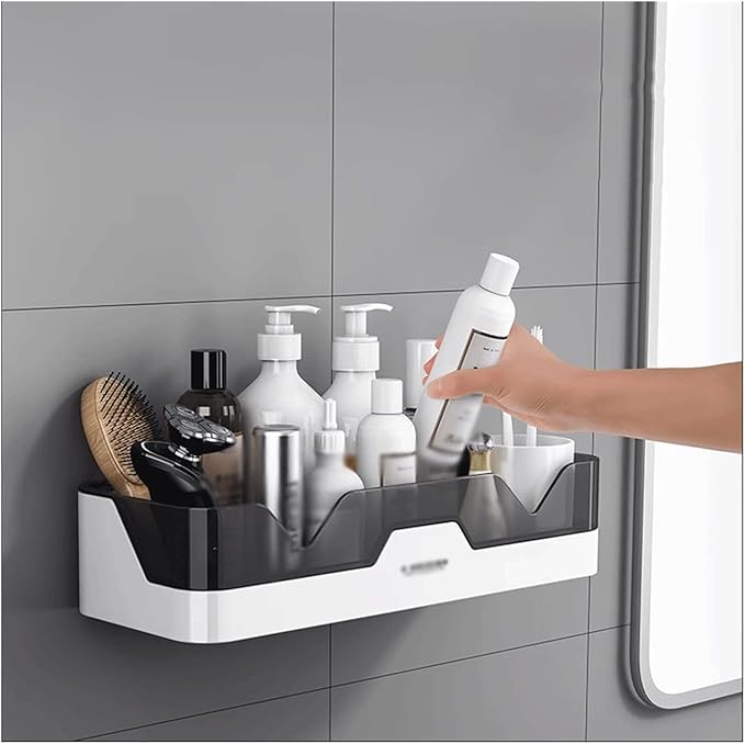 Bathroom Storage Rack Storage Rack Toilet Washstand Single Layer Plastic Simple Storage Rack Kitchen Counter Plastic Storage Rack Wall Mounted Storage Rack Bathroom Shelf(Brown)