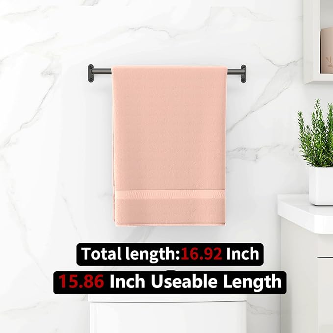 Towel Bar for Bathroom Wall, Matte Black Bathroom Towel Bar Wall, 16 Inch Single Towel Bar Rod for Hanging Towels, Stainless Steel