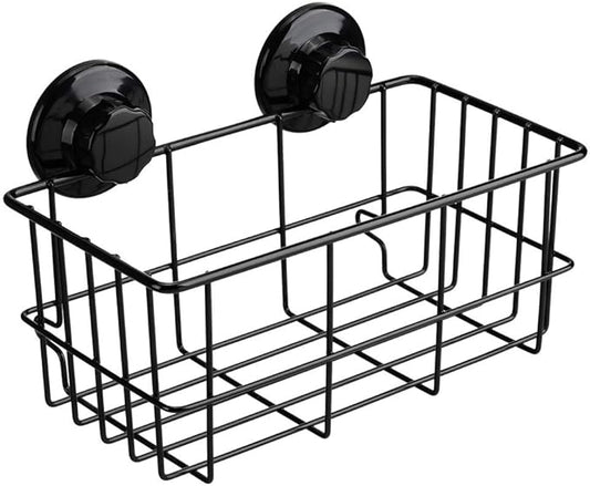 SANNO Suction Cup Shower Caddy Adhesive Deep Bathroom Basket Bath Organizer Kitchen Storage Basket for Gel Holder Bathroom Storage Shampoo, Conditioner,Stainless Steel