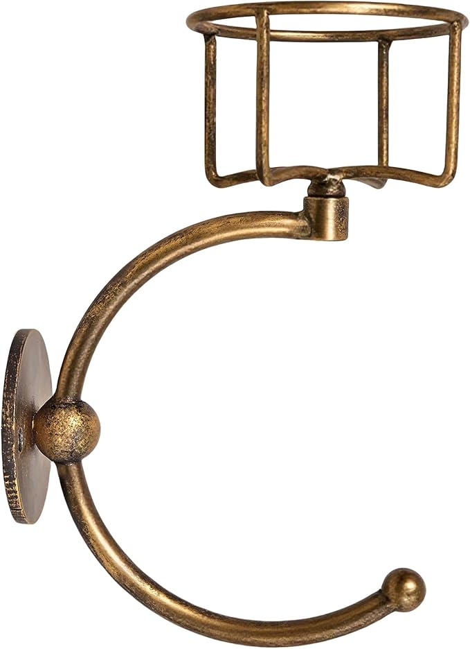 C-Shaped Towel Ring with Top Storage Basket – Unique Space-Saving Wall Mount Holder for Towels, Candles, Plants & Toiletries, Decorative Metal Accent for Bathroom or Kitchen