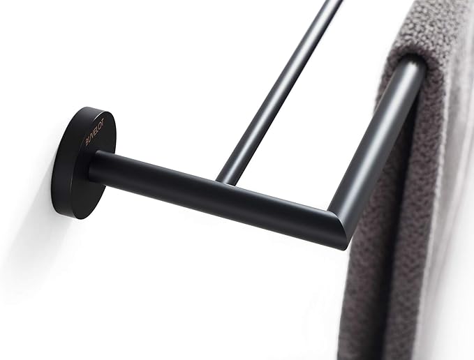 Double Towel Bar 26 Inches, Bathroom Hotel Style Towel Holder, Lavatory Bath Towel Shelf, Modern Minimalist Towel Rack for Bathroom Wall Mounted, Matte Black, 077080-MB Leo Series