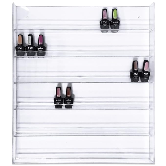 Beauticom Professional Clear Acrylic Nail Polish Wall Rack Display (Holds up to 96 Bottles) (Acrylic Clear)