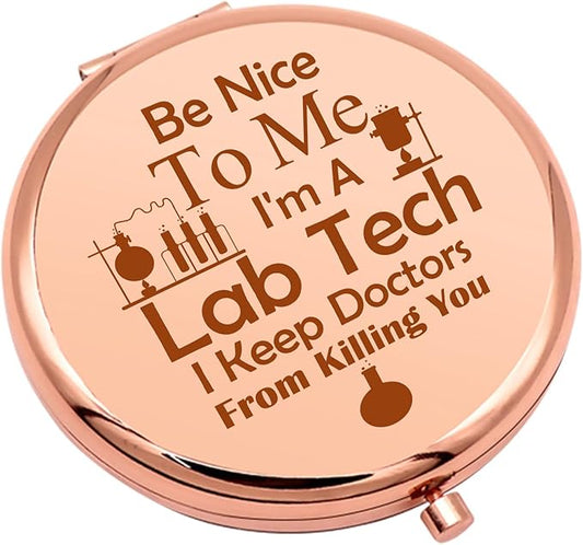 Funny Gift for Lab Tech Compact Makeup Mirror Medical Scientist Gift Laboratory Technician Presents Medical Student Presents Appreciation Pocket Makeup Mirrors for Birthday Graduation