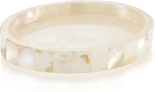 Milano Soap Dish for Bathroom - Decorative Dry Bar Holder Finished in Beautiful Mother of Pearl - Durable Resin Design - Best Dishes for Sink/Bath/Shower/Bathtub Decor