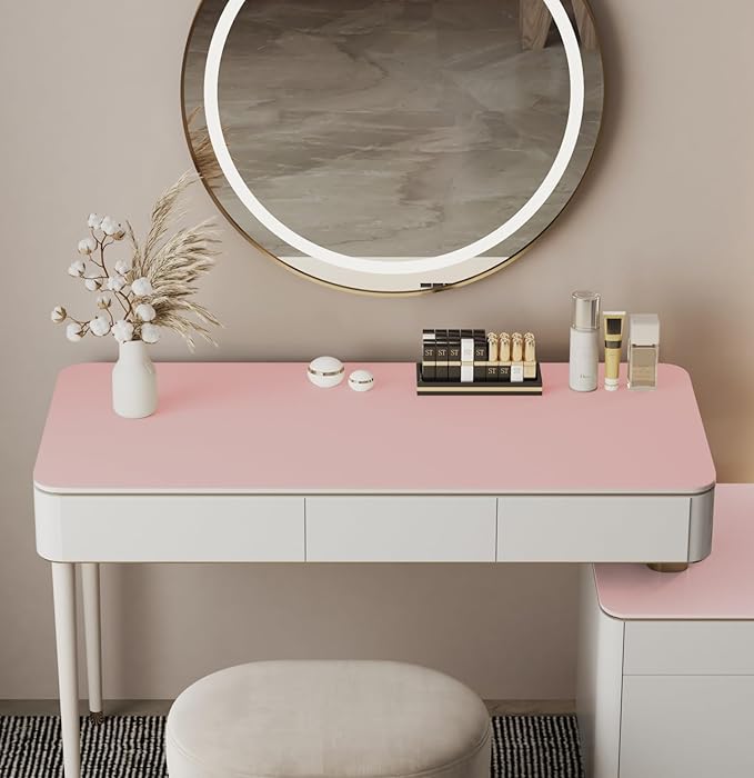 39.37" * 15.7" Large Makeup Mat for Vanity Top Protector, Waterproof, Non-Slip Vanity mat.Vanity mat Protector for Makeup,Vanity Protector mat and Dresser Protector top.(Pink)