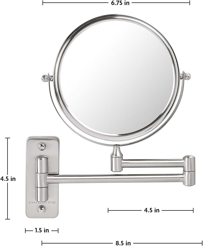 OVENTE 7" Wall Mounted Makeup Mirror with 1X/7X Magnification, Double Sided Magnifying Round Bathroom Vanity Mirror, 360° Swivel Design, Extendable and Folding Arm, Antique Bronze MNLFW70ABZ1X7X