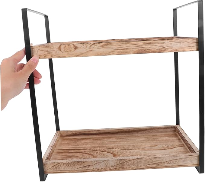 Wooden Bathroom Shelf Stand Toiletry and Spice Rack Sturdy Wood Organizer for Countertop Multi-use Storage for Cosmetics Kitchen and Bathroom