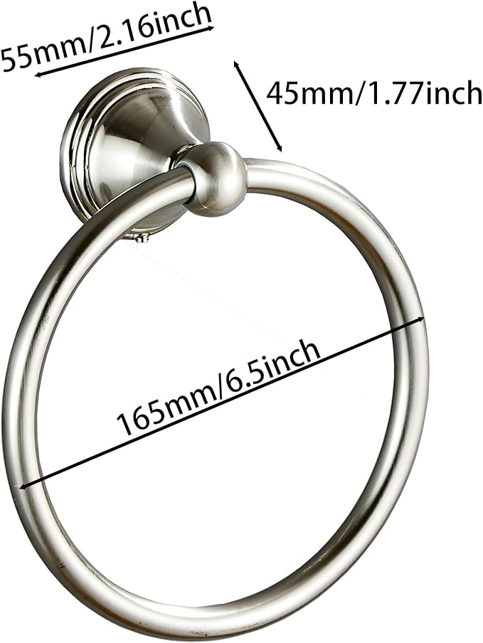 Towel Ring for Bathroom, Brushed Nickel Hand Towel Holder 2 Pack, Bathroom Accessories and Towel Racks for Bathroom Wall Mount