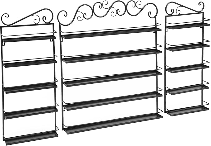 3PCS Nail Polish Racks, 4-Tier Wall-Mounted Metal Makeup Display Rack Wall Shelf Storage Organizer for Home Spa Nail Salon Lipstick Cosmetic Perfume, Black