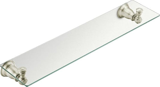 Moen YB5490BN Kingsley 20-Inch W x 5-Inch D Decorative Bathroom Vanity Glass Shelf,, Brushed Nickel
